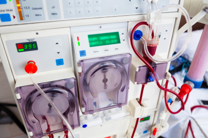 Artificial kidney (dialysis) device with rotating pumps
