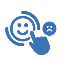 Icon showing happy and sad faces to indicate patient feedback, good or bad