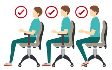 Person sat on a chair showing the correct position when sitting