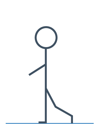Example diagram of the thigh stretch exercise standing on one leg