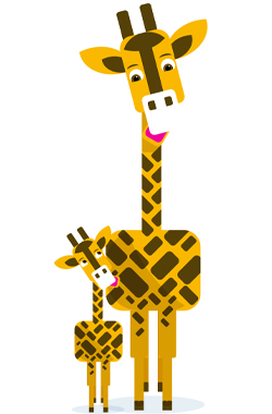 Graphic of parent and baby giraffe