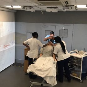 trainee nurses in the simulation suite