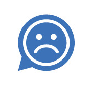 Icon showing a unhappy face inside to highlight a complaint