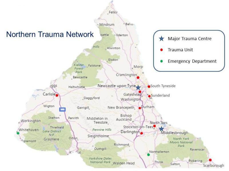 This is a map that shows you trauma units, emergency department and major trauma centres