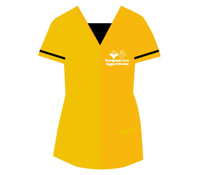 STCSW uniform - yellow with a black striped line at the end of each short sleeve. 