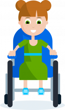 Female character in wheelchair