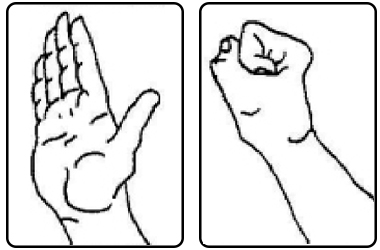 Diagram showing hand exercises.