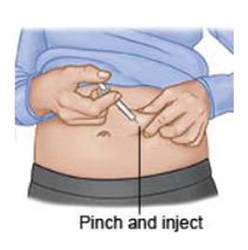 illustrtion of a person pinching the stomach and injecting the area