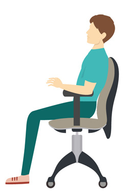 Sitting down on an office type chair