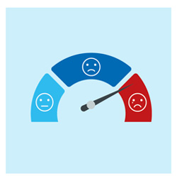 A graphic of facial expressions - happy to sad depending on level of pain