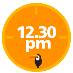 Clock displaying 12.30pm