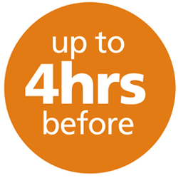 Orange circle - up to 4 hours before