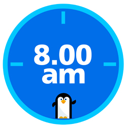 Clock displaying 8am