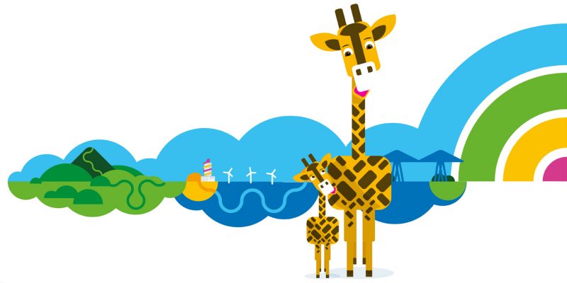mother and baby giraffe graphic