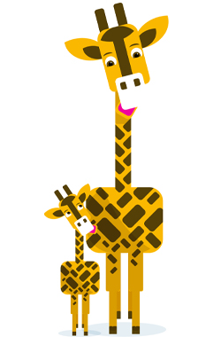 Graphic of mother and baby giraffe