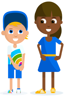 Graphic of a young boy and girl