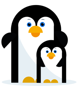 mother and baby penguin graphic
