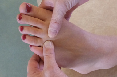 pressure is being applied to the joints above each toe