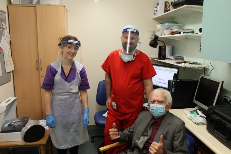 Ruth Cole (audiologist), Mr Ahmad (consultant surgeon) and Leslie Hodgson
