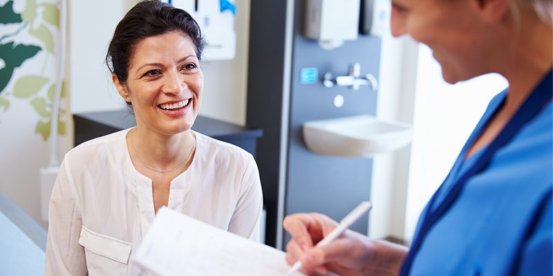 Patient and nurse discussing the care plan