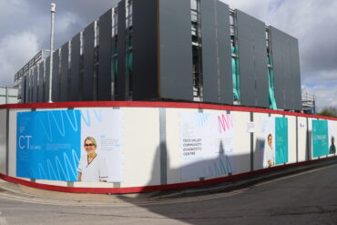 hoardings on diagnostic centre building