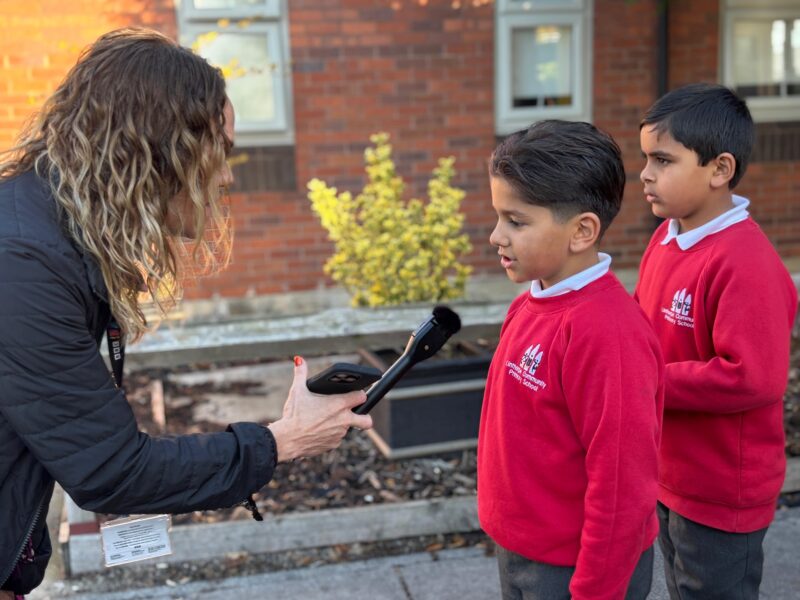 A student being interviewd at James Cook Hospital
