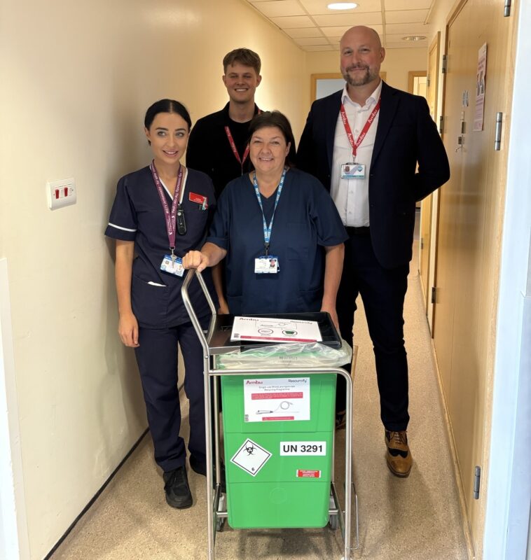 Jill Burke, ED manager with Sister Jess Murphy, Alex Andersen sustainability lead and Ryan Wallace, Ambu territory manager