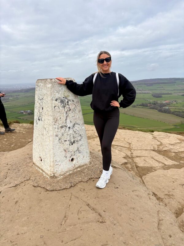 Lyndsey Hoare at the top of Roseberry Topping