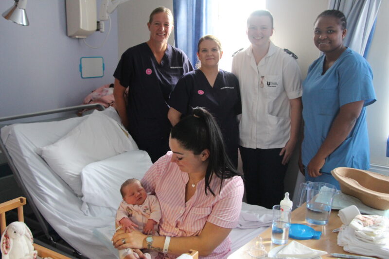 Zana Sellars, baby Remi and the research team at The James Cook University Hospital