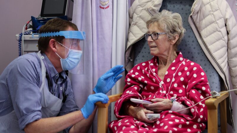 Doctor and patient on clinical admissions unit