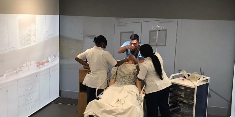 trainee nurses in the simulation suite