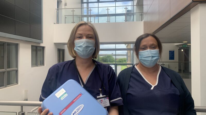 Claire Hodgson community matron and Rachel Watkins district nursing clinical sister holding our nebulisers