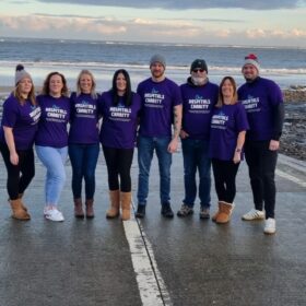 Amy Peirse , Carl Horner and their friends and family on Redcar beach