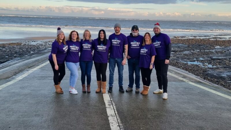 Amy Peirse , Carl Horner and their friends and family on Redcar beach