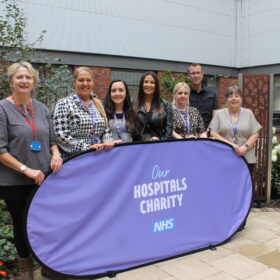 Laura Johnston, Amy Peirse, Graham Dyson and Our Hospitals Charity team