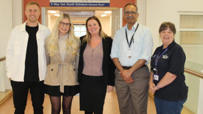 Emma, her partner Jordan, Dr Anil Varma, Kate Helstrip (Dr Varma's secretary and Tracy from Our Hospitals Charity
