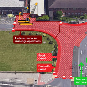 Road closure map showing no left turn at main James Cook entrance