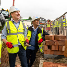 James Dunbar and Rishi Sunak on the Friarage surgical hub site