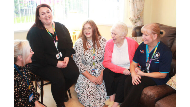 Rebecca Shea with Mavis and the Hospital to Home Team (Pic one and two)