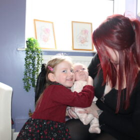 Jessi Jones with her children Azalea Elizabeth (5) and Freyja Rose (2 weeks)