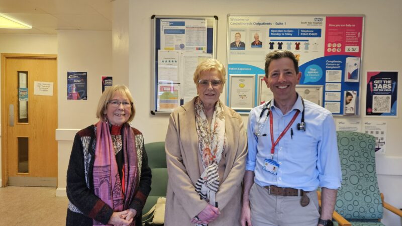 Lindel Carre, Valerie Wells and cardiology consultant Paul Williams (left to right)