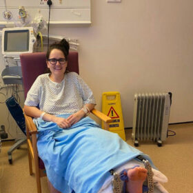 A patient in a hospital bed