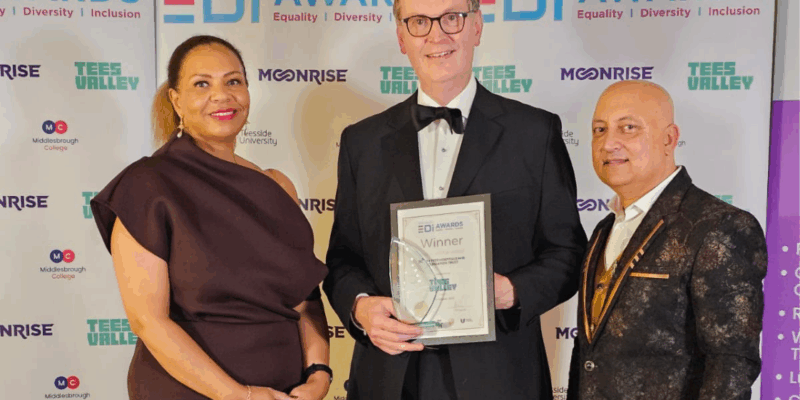Carol Taylor, Jonathan Ferguson and, Idrees Rashid collecting their award