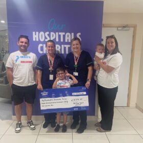 Adam Muscroft, Louise Finn, paediatric diabetes specialise nurse, Harley Muscroft, Terri-Ann Morgan paediatric diabetes nurse specialist, Finn Muscroft and Emily Muscroft