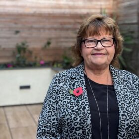 Bev Dredge stood outside the Friarage Hospital