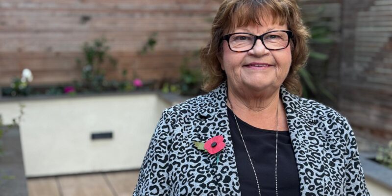 Bev Dredge stood outside the Friarage Hospital