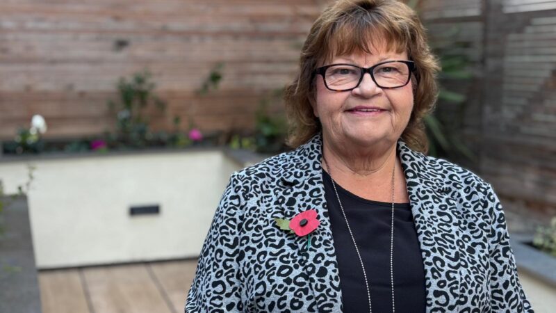 Bev Dredge stood outside the Friarage Hospital