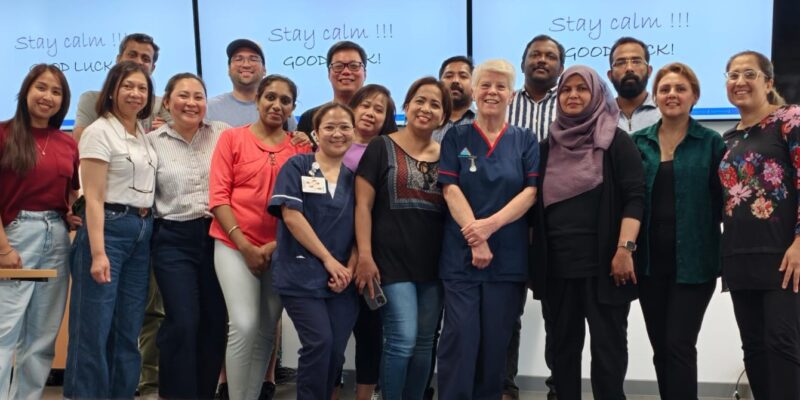 Candidates on the adult OSCE training programme with Jean Angus and Mylene Amoroso