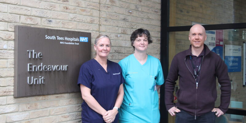 Darren Leaning pictured with clinical research practitioner Claire Elliot and nuclear medicine clinical lead Dionne Limmer