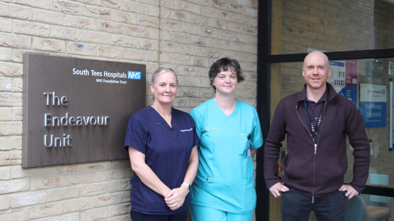 Darren Leaning pictured with clinical research practitioner Claire Elliot and nuclear medicine clinical lead Dionne Limmer